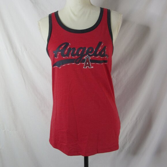 MLB Angels Baseball Tank Top Women Los Angeles Anaheim Red Blue Size Medium NWT - Picture 3 of 11